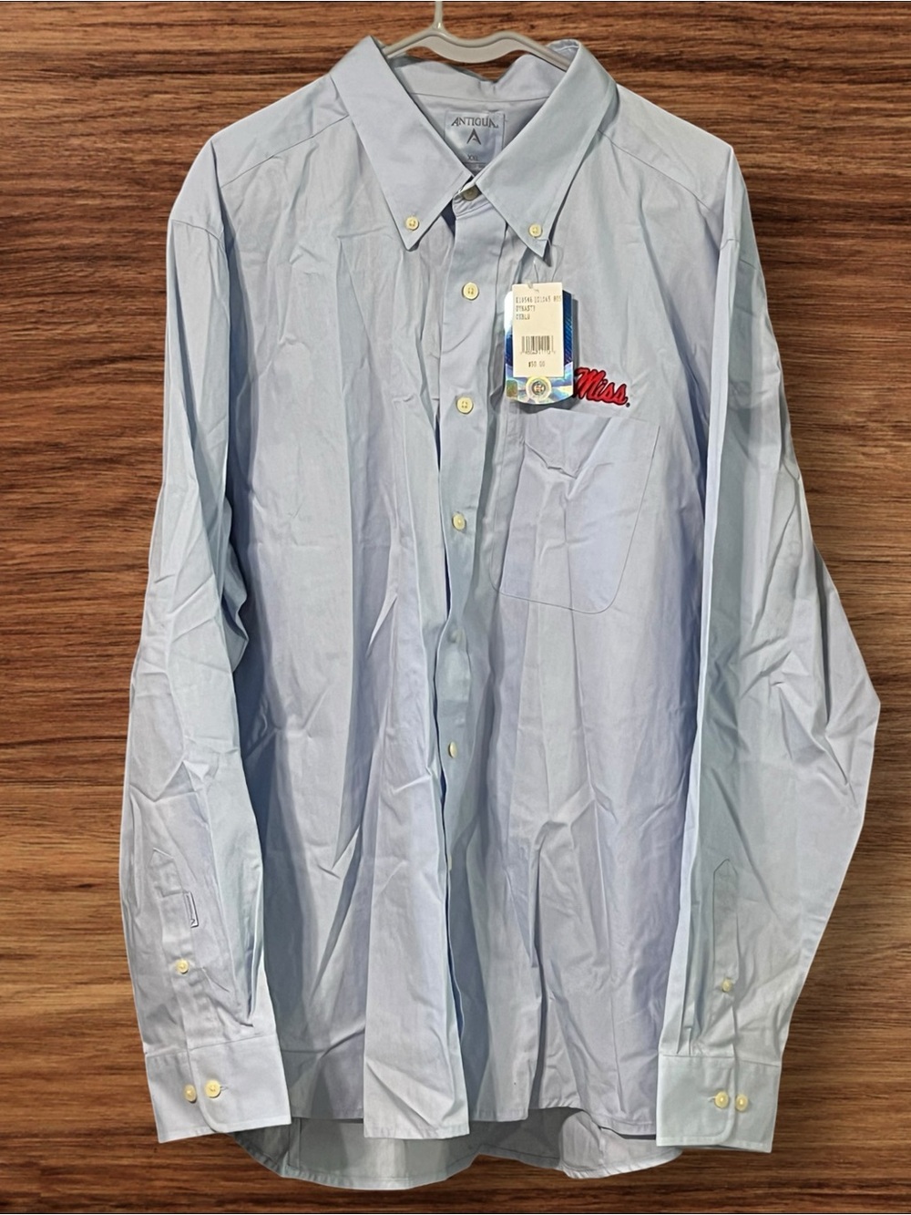 Antigua Ole Miss Rebels Dynasty Blue Button Down Shirt NWT Size XXL